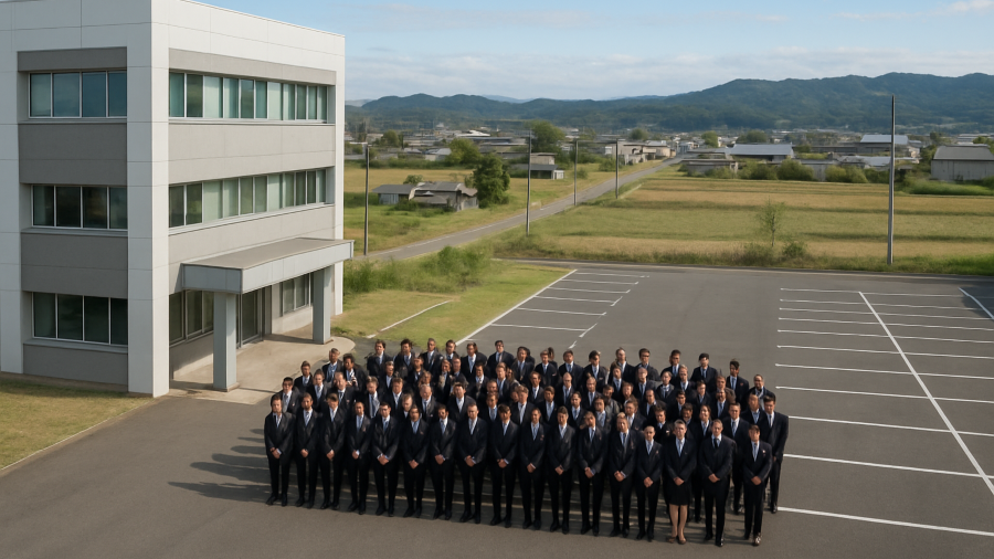 設立記念　集合写真空撮